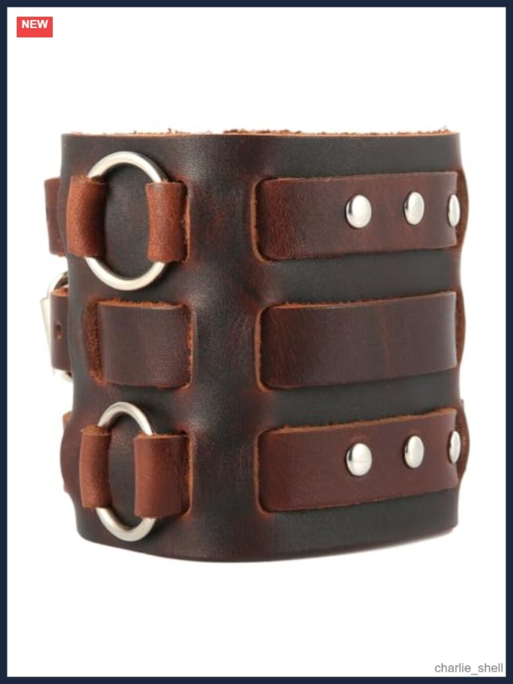 Genuine Leather Wide Cuff Bracelet Adjustable Biker Punk Rock Unisex
